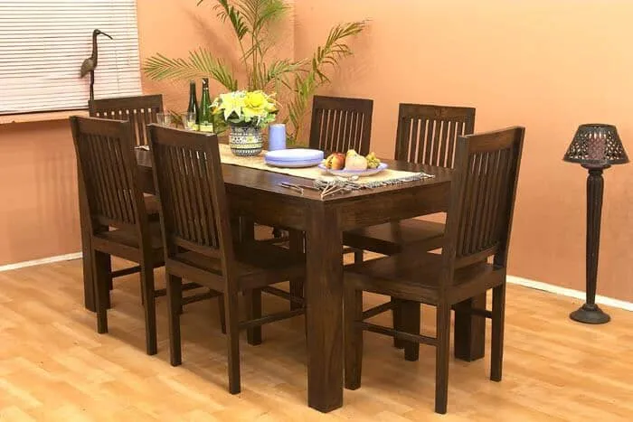 Solid Wood Cube Dining Set 6 Seater with Chairs