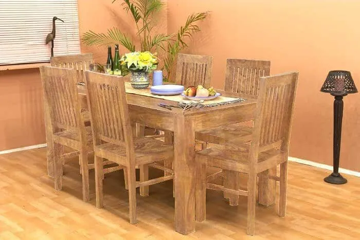 Solid Wood Cube Dining Set 6 Seater with Chairs