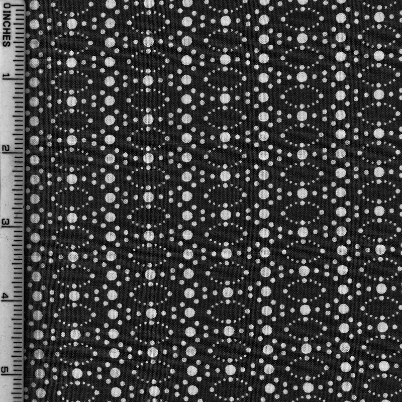 Stof Fabrics Dot Mania-16 White Dot Circles on Black Cotton Prints