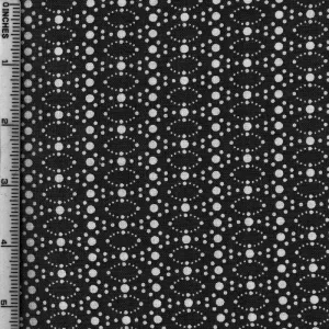 Stof Fabrics Dot Mania-16 White Dot Circles on Black Cotton Prints