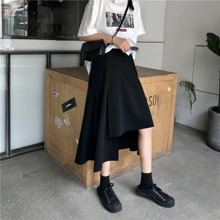 Summer Korean CHIC High Waist A-Line Niche Skirt Student Mid-Length Women Skirt