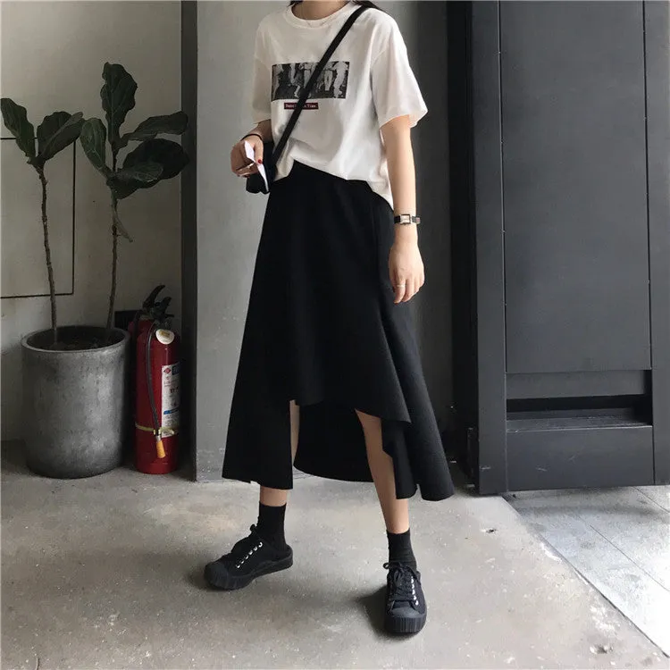 Summer Korean CHIC High Waist A-Line Niche Skirt Student Mid-Length Women Skirt