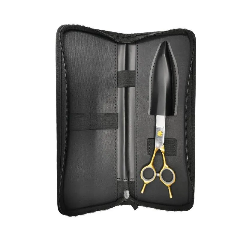 Tauro Pro Line Janita Plungė Stainless Steel Cutting Scissors Double Finger Rest Curved Ergonomic Extremally Sharp For The Left-Handed,  440c stainless steel, golden handles