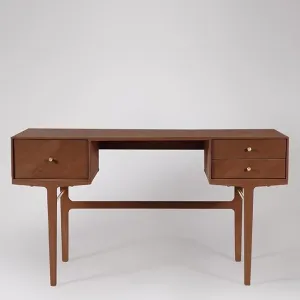 The Gileteen Solid Hard Wood Console Table with Elegantly Shaped Legs and Brass Pull Handles