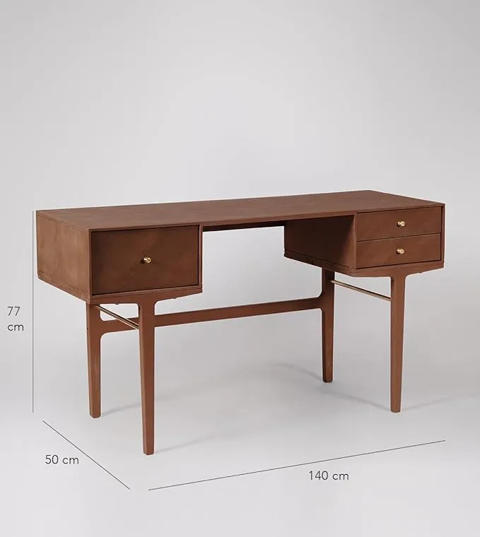 The Gileteen Solid Hard Wood Console Table with Elegantly Shaped Legs and Brass Pull Handles