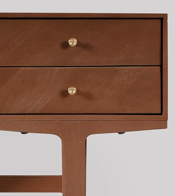 The Gileteen Solid Hard Wood Console Table with Elegantly Shaped Legs and Brass Pull Handles