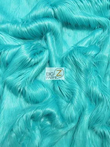 Turquoise Solid Gorilla Animal Long Pile Faux Fur Fabric / Sold By The Yard