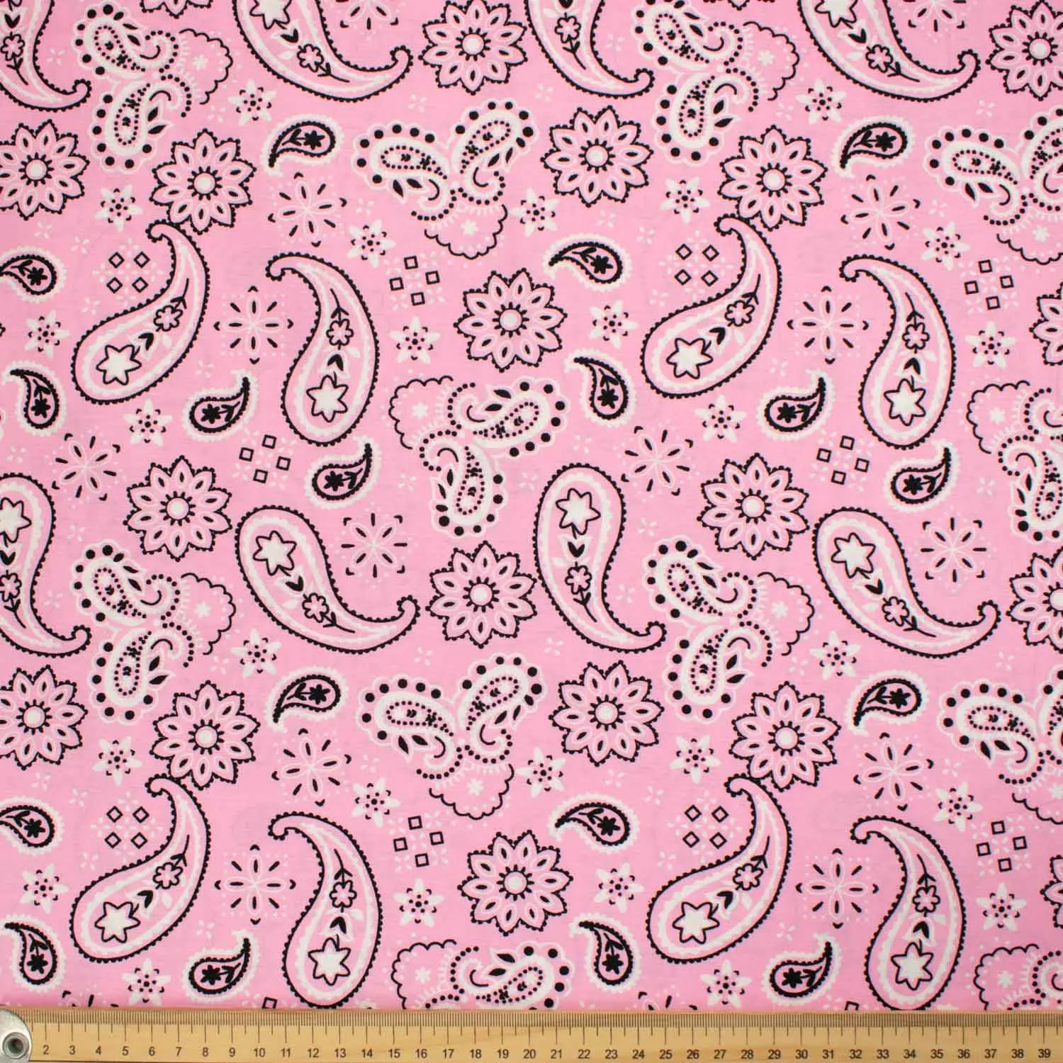 Vintage & Paisley Collection White & Black Paisley on Baby Pink Cotton Prints