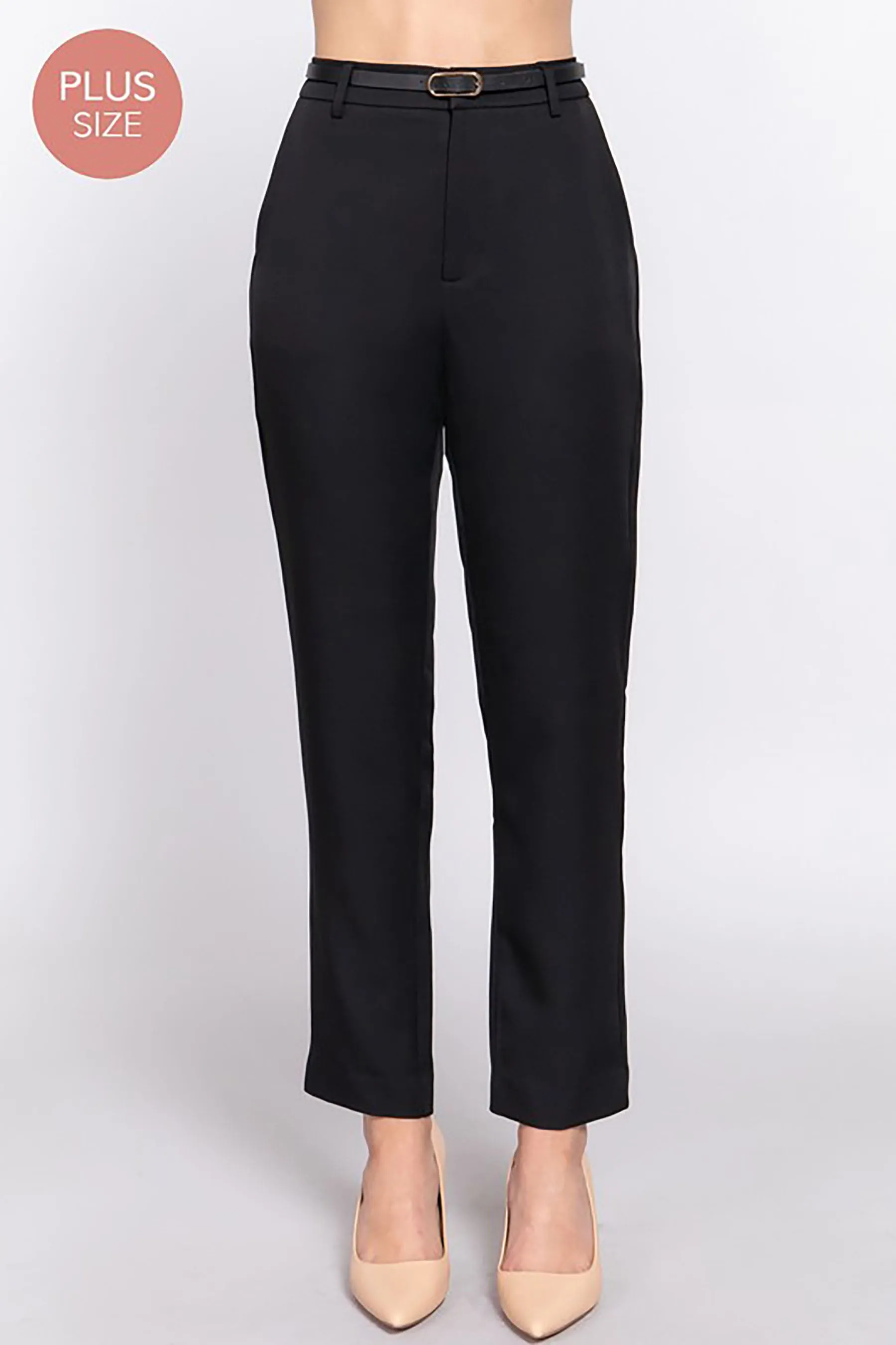 Women's Plus Size Casual Classic Belted Pants