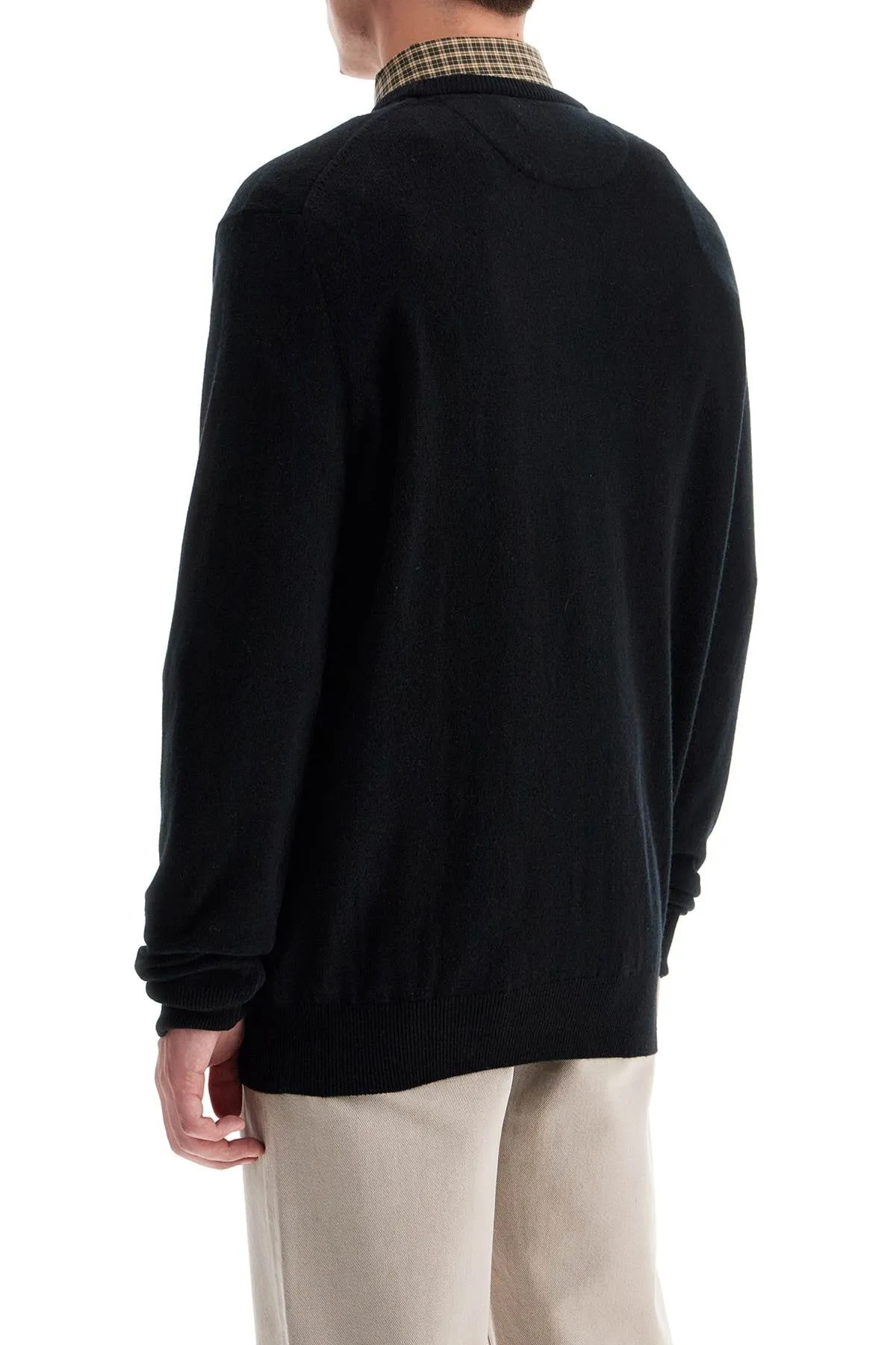 wool pullover with pony embroidery 710876714003 POLO BLACK